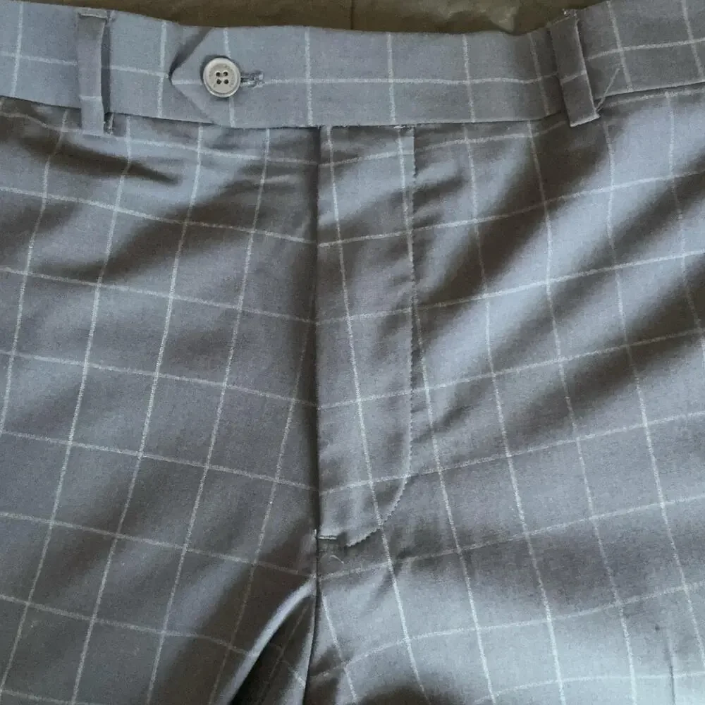 Brooks Brothers Dress Pants Mens 38x32 Navy Check Stretch Wool Blend Business - Picture 3 of 15
